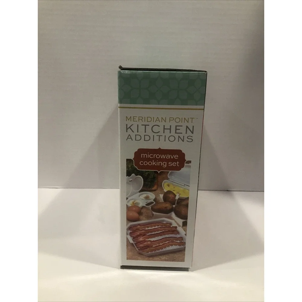 4Pcs Microwave Cooking Set‎ with Bacon Baking Plate Egg Steamer Fried Egg NIB